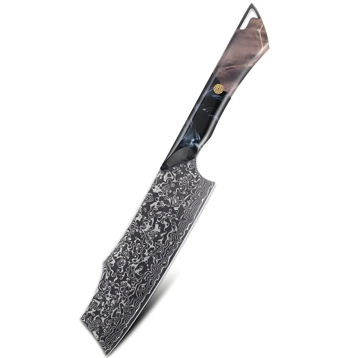 Damaškový kuchynský nôž Tetsu-Nakiri/Modrá 7-palcová čepeľ, ergonomická rukoväť