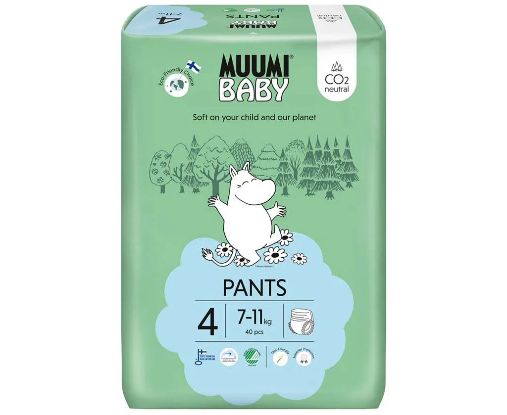 Muumi Baby Pants 4 Maxi 7-11 kg, nohavičkové eko plienky 1×40ks, EKO plienkové nohavičky
