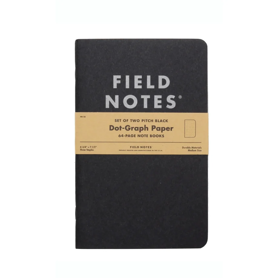 Field Notes FN-35 Pitch Black Dot-Graph Note Book poznámkový blok, čierna, 64 strán, 2-balenie