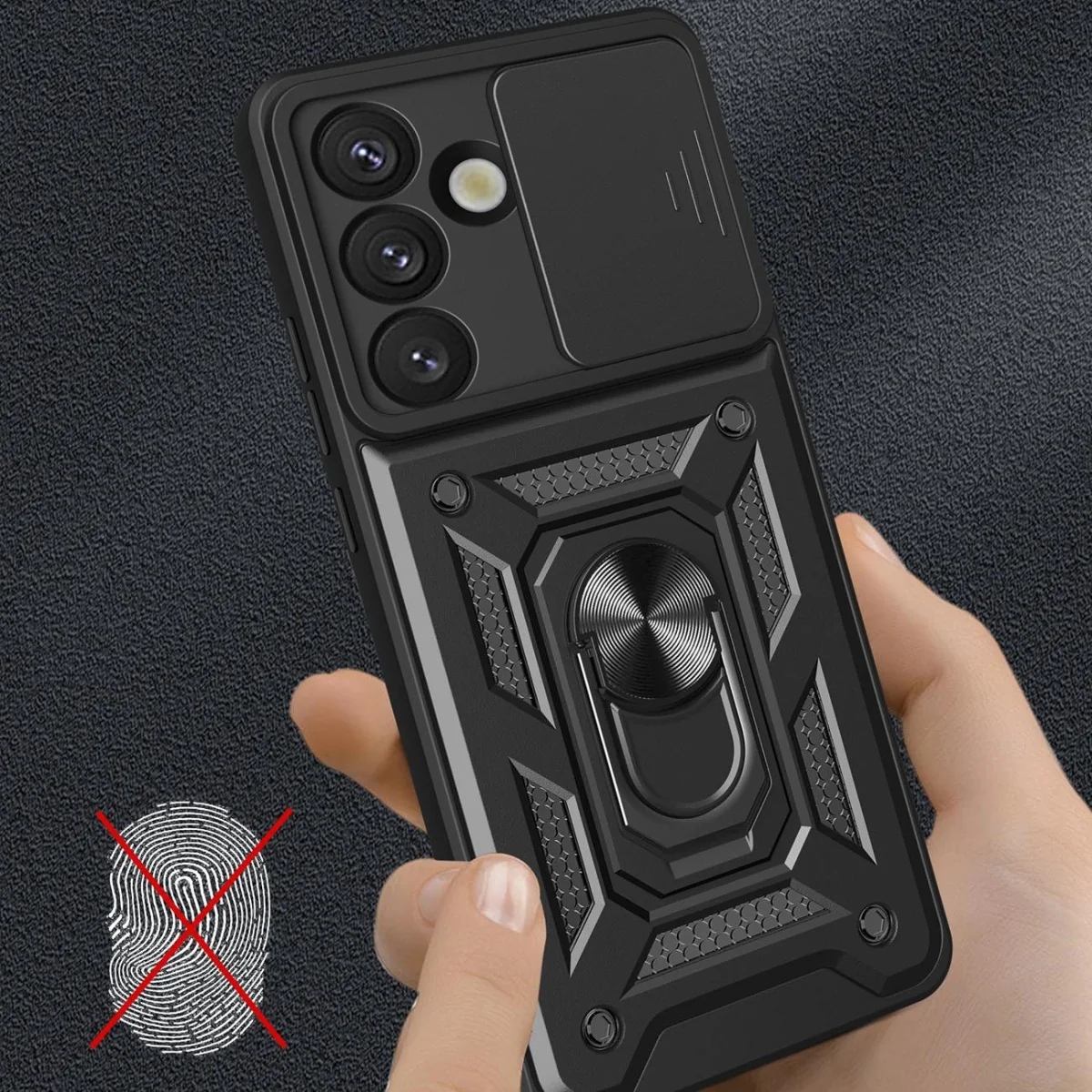 MG Hybrid Armor Camshield kryt na Samsung Galaxy S25, čierny