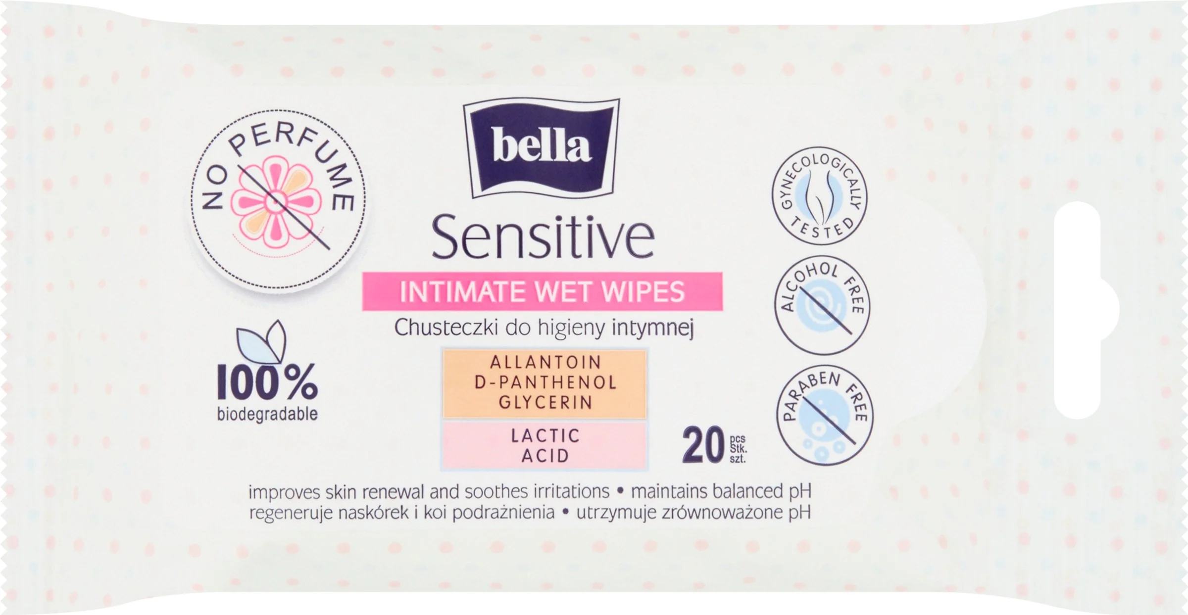 BELLA Intímne vlhčené obrúsky Sensitive 20 ks 1×20 ks