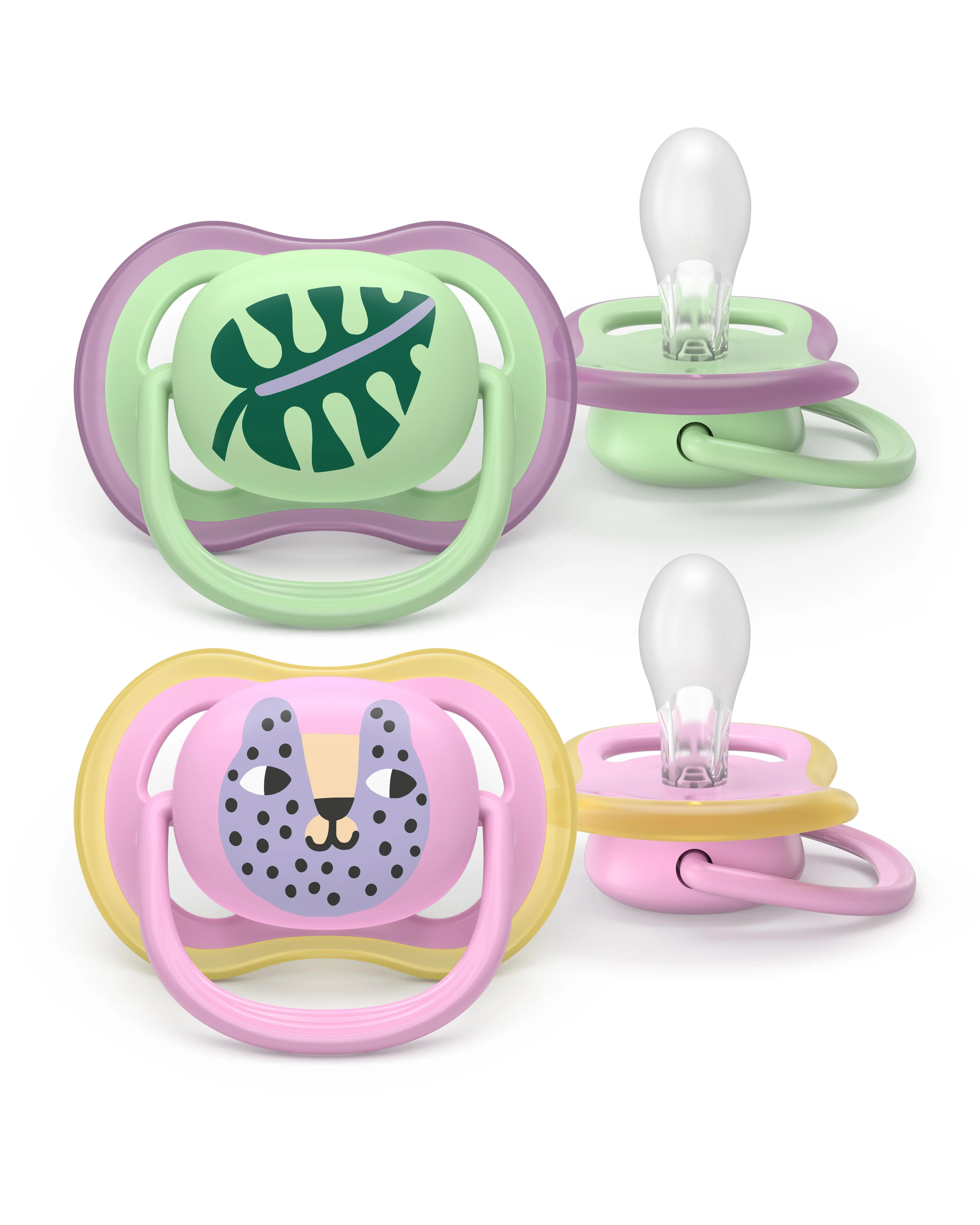 Philips AVENT - Cumlík Ultra air s obrázkom SCF087/13, 6-18 m, dievča, ružová/zelená 2 ks