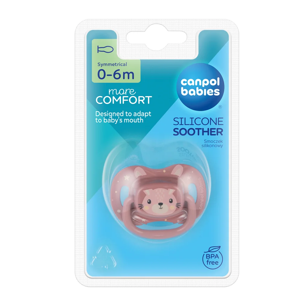 Canpol babies Cumlík silikónový symetrický CUTE ANIMALS 0-6m 1ks ružový 1×1 ks, cumlík