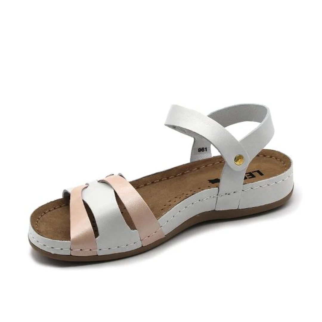 Leon 961 Zdravotné celokožené sandále 39 - 25,5cm, lososová, 2,5 cm