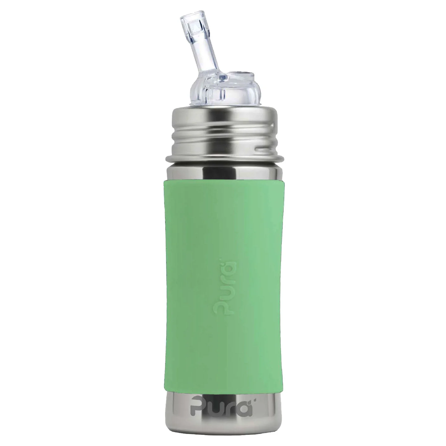 Pura nerezová fľaša so slamkou 325ml - Moss