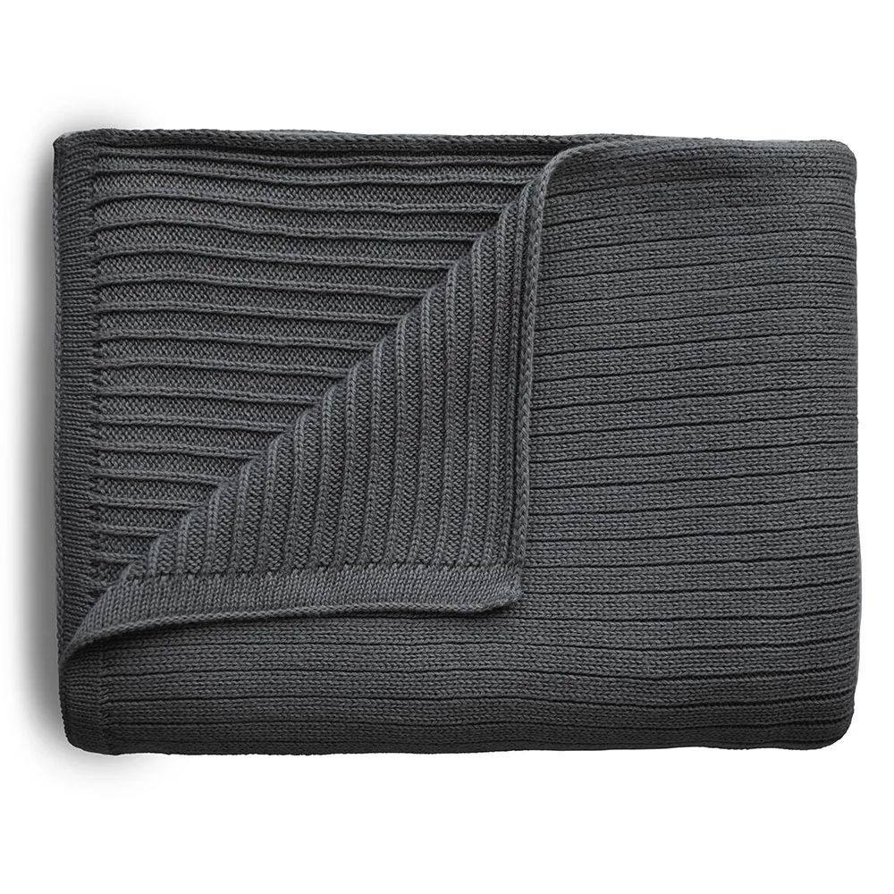 Mushie pletená detská deka z organickej bavlny pásiková Dark Gray