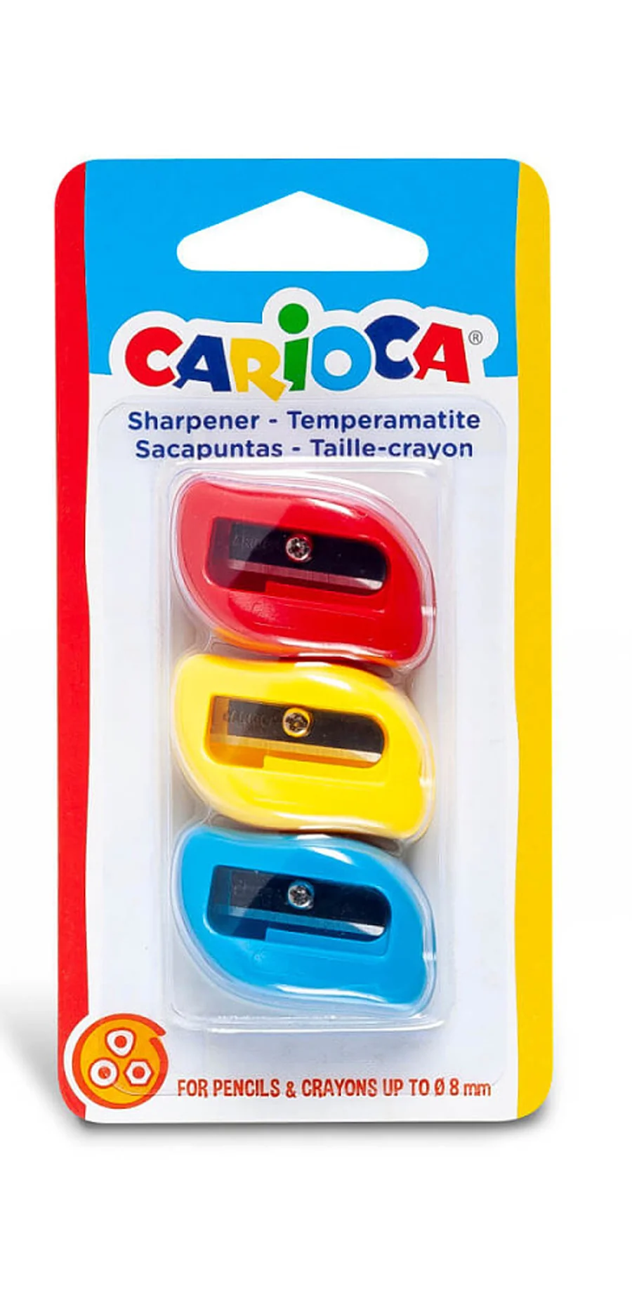 Farbičky Colored Pencils MAXI trojhranné, drevené, nelámavé 12ks-CARIOCA + Farebné strúhatko univerzálne 3ks-CARIOCA