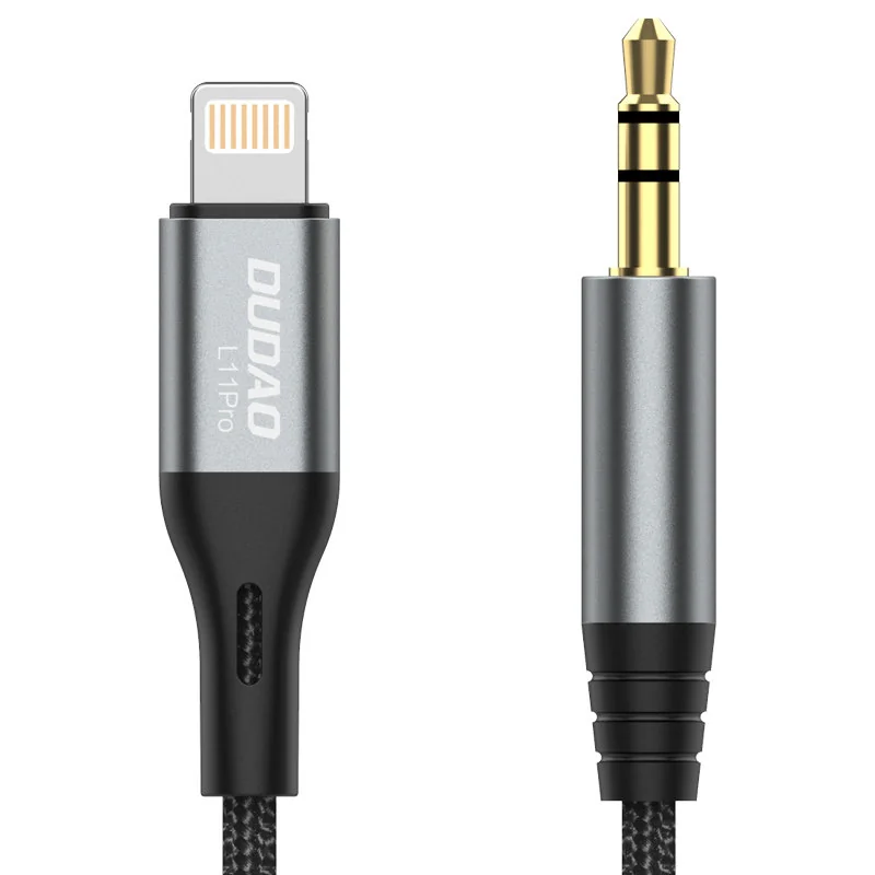 Dudao L11Pro audio kábel Lightning / 3.5mm mini jack, sivý