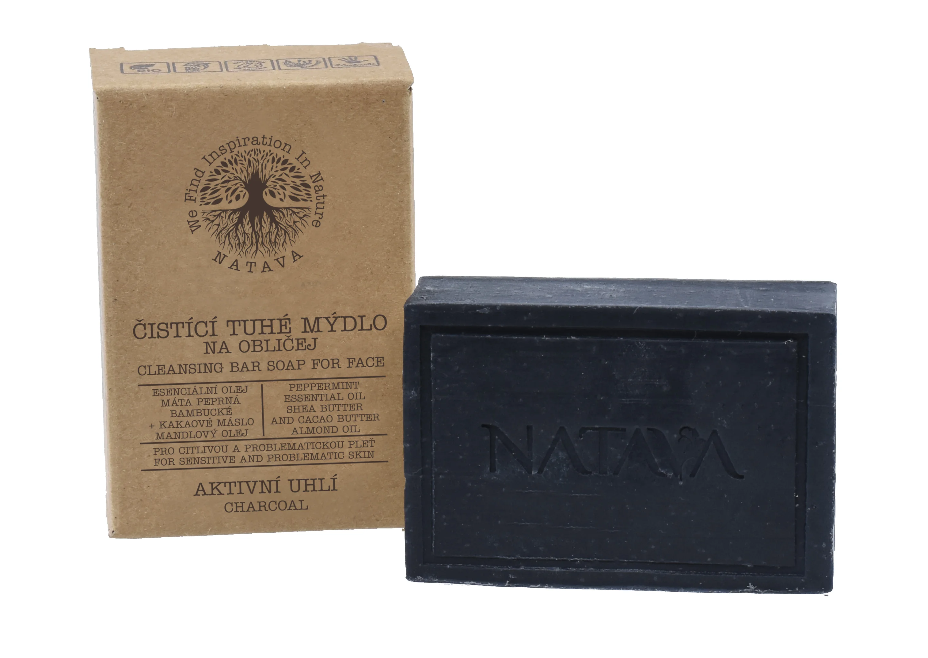 Natava čistiace tuhé mýdlo na tvár – Aktívne uhlie 100 g