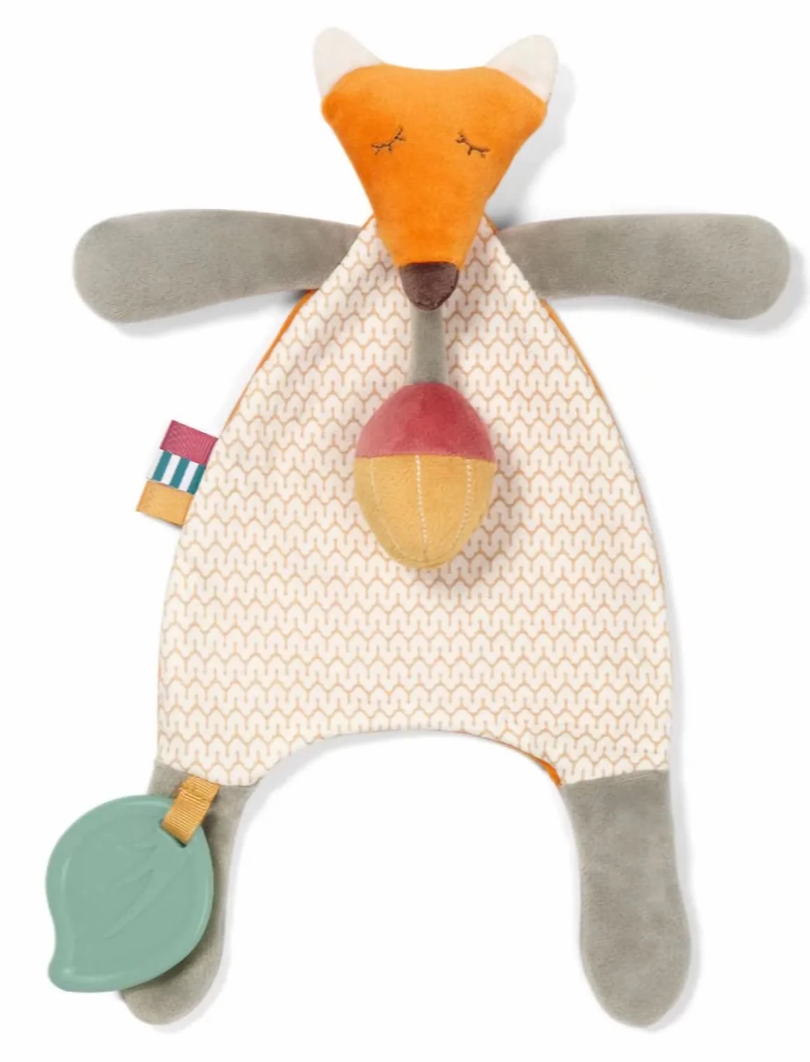 BabyOno Prítulníček s pískatkom a hryzátkom- Skinny Mate Pett, sivá, oranžová