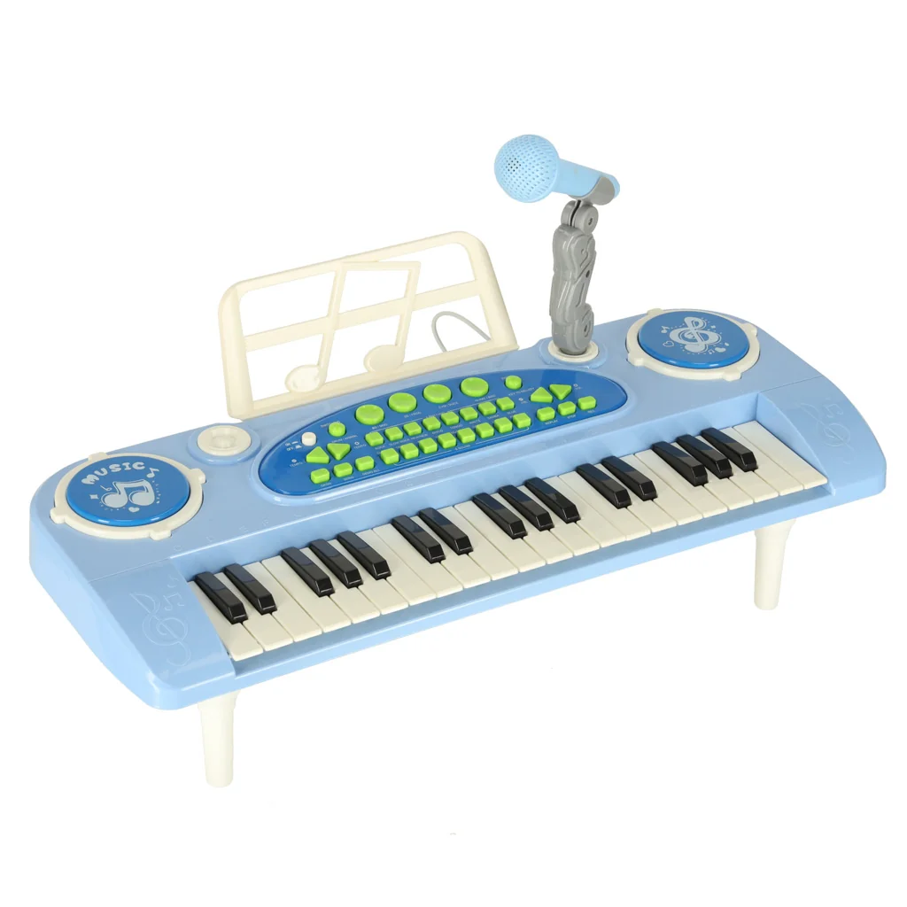 Detský keyboard 37 kláves s mikrofónom a stojanom modrý