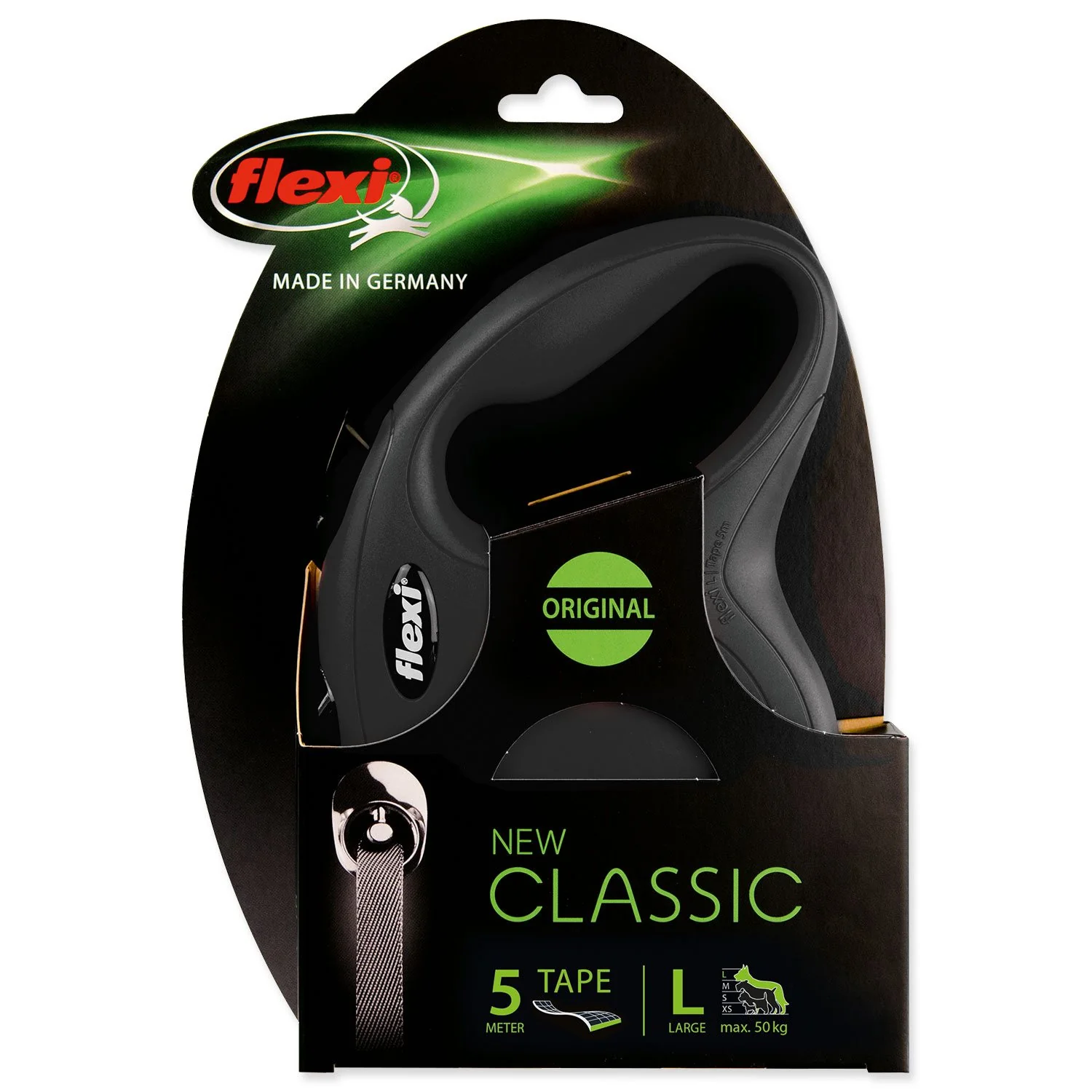 flexi New Classic popruh L 5m čierne do 50kg