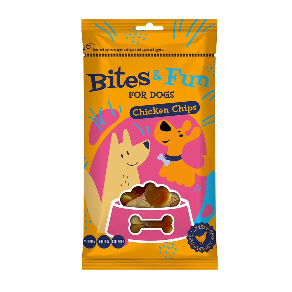 BITES & FUN Jahňacie & kačacie & kuracie maškrty pre psy, 10 balení, 85 g