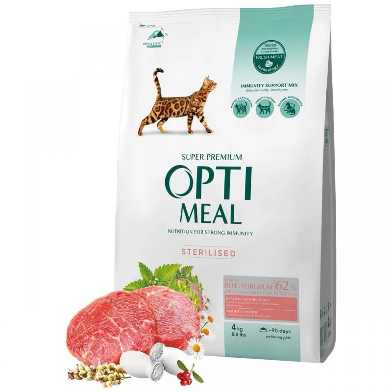 OPTIMEAL™ Superpremium pre všetky kastrované mačky s hovädzim mäsom a ciroku 4 kg (4348) 