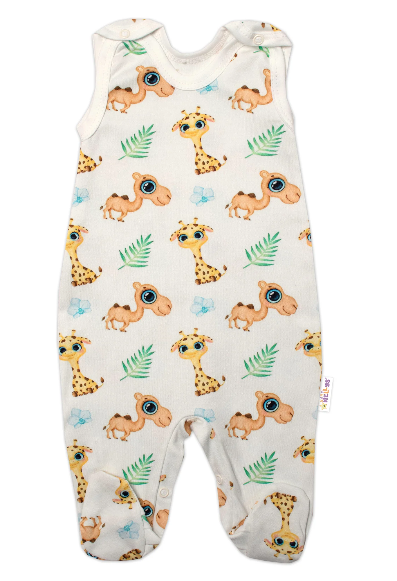 Baby Nellys 2-dielna sada bavlnené dupačky s košieľkou, Camels baby - krémová, veľ. 62
