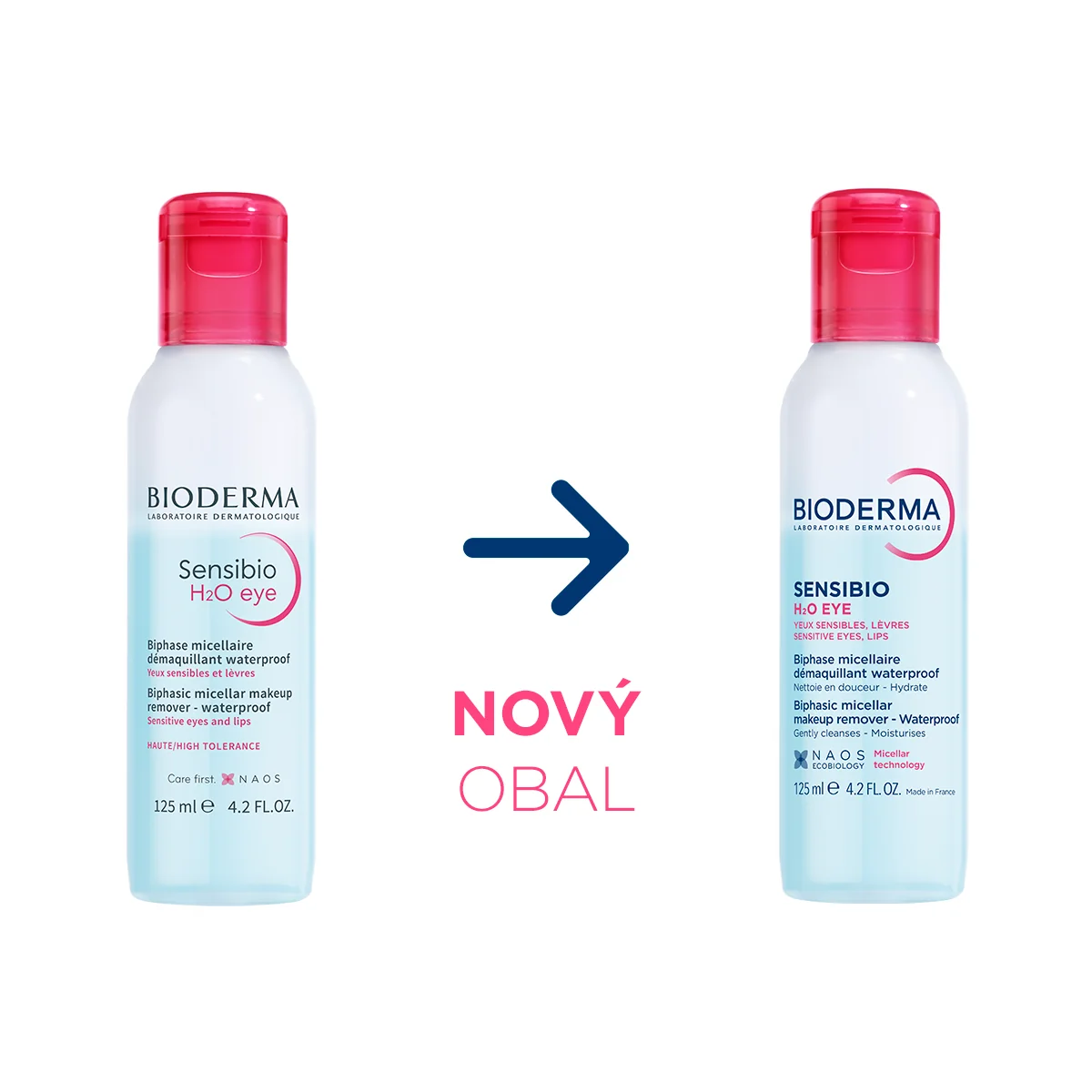 BIODERMA Sensibio H2O eye dvojfázový micelárny odličovač očí a pier 1×125 ml, odličovač očí a pier