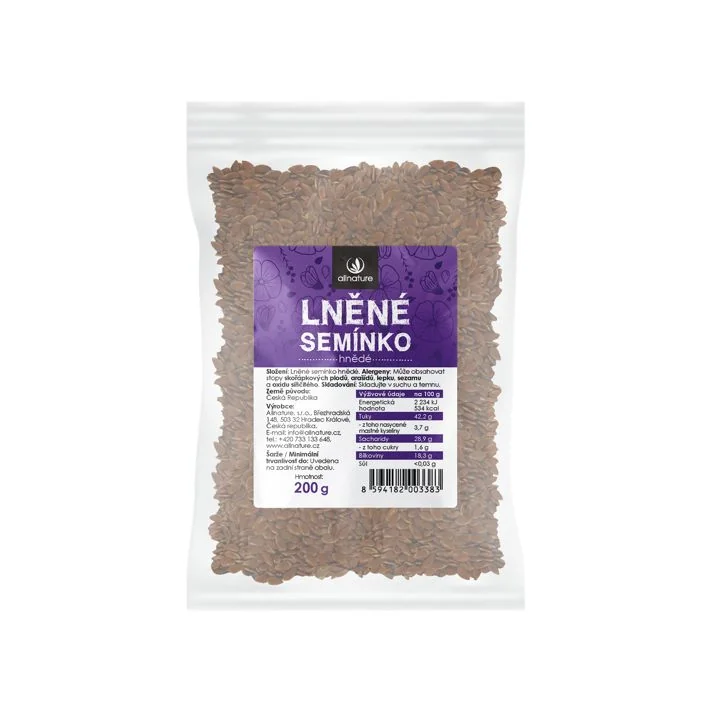 Allnature Ľanové Semienko Hnedé 200g 1×200 g, ľanové semienka