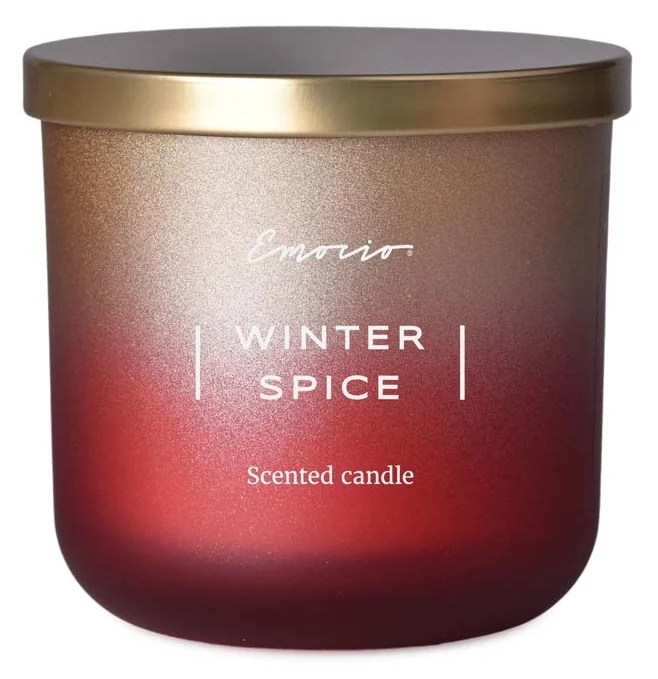 Emocio sklo 100×100 mm s plechovým viečkom vonná sviečka, Winter Spice 1×1 ks, vonná sviečka