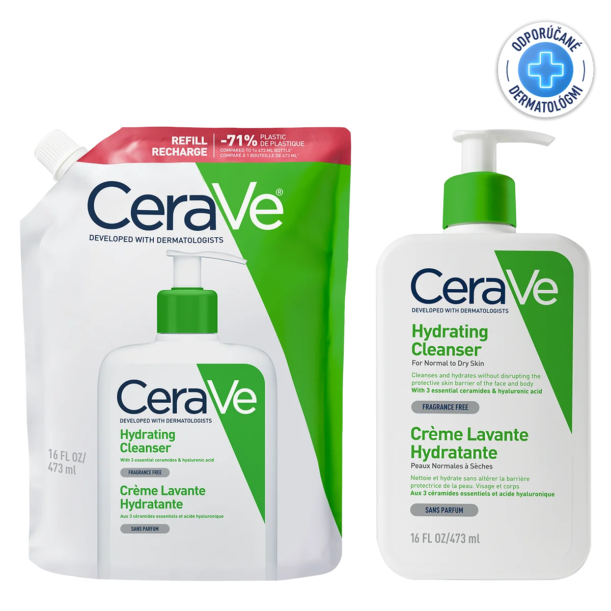 CERAVE hydratační čistiaci gél nápň na tvár a telo na normálnu až suchú pleť a pokožku tela 473 ml