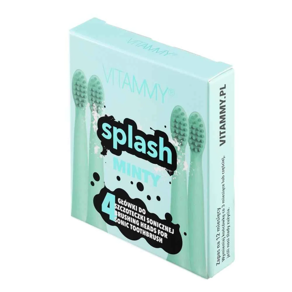 Vitammy Splash, Náhradné Násady Na Zubné Kefky Splash, Mätová/Mint/ 1×4 ks, náhradné hlavice na zubnú kefku