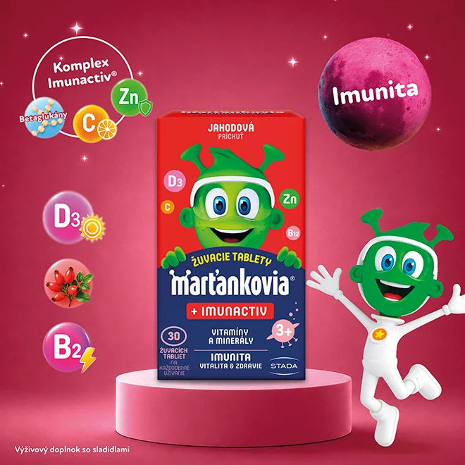 STADA Marťankovia s Imunactivom jahoda 1×30 tbl, výživový doplnok