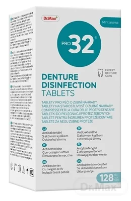 Dr. Max PRO32 Denture Disinfection Tablets 1×128 ks, tablety na starostlivosť o zubné náhrady