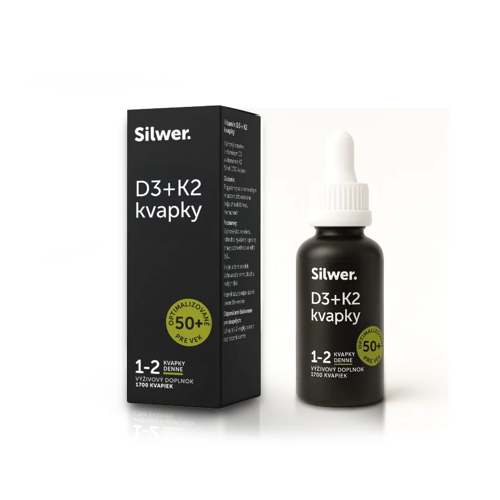 Silwer D3 + K2 kvapky 850 dávok. Kosti, zuby, srdce, imunita.