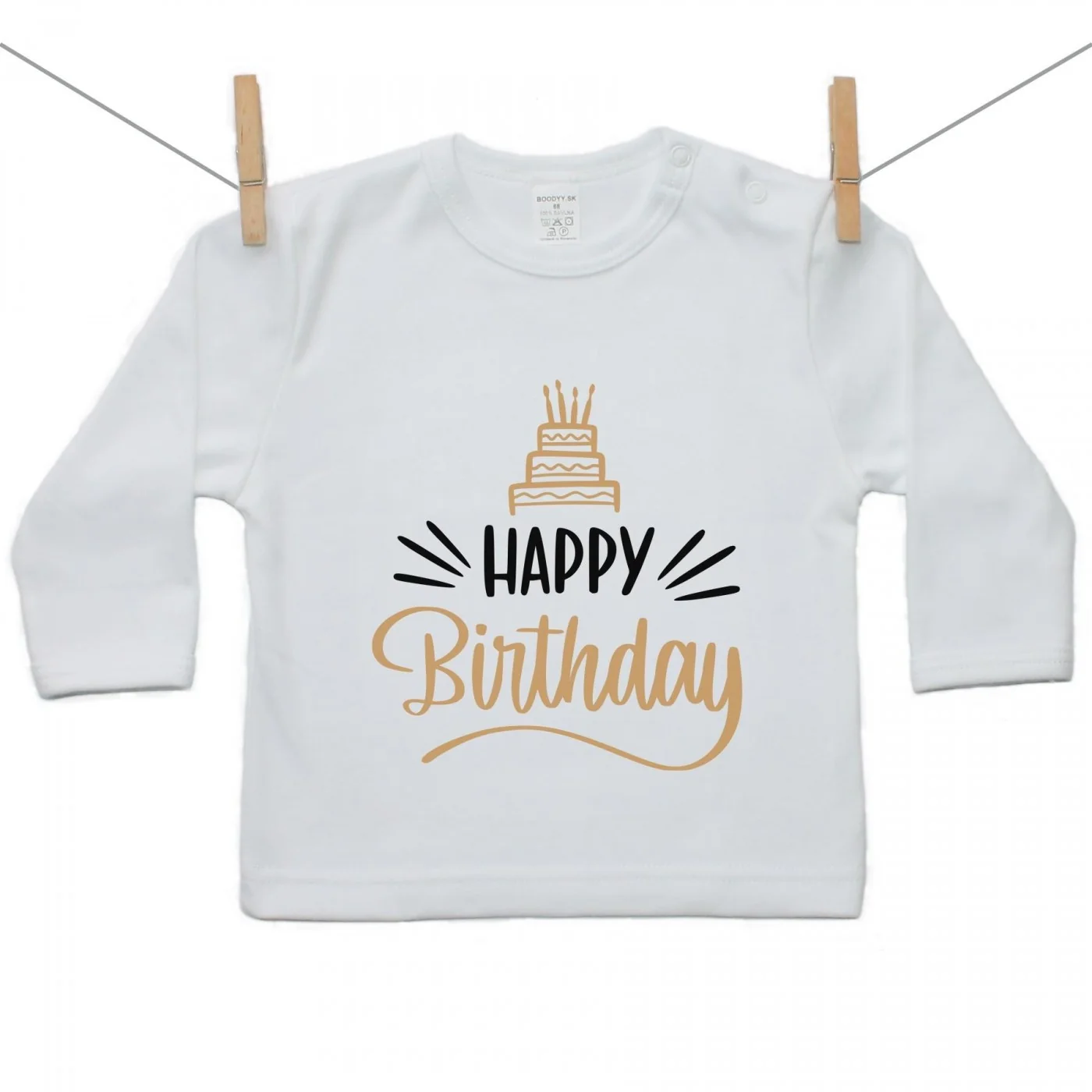 Boodyy Tričko s dlhým rukávom Happy birthday Veľkosť: 80