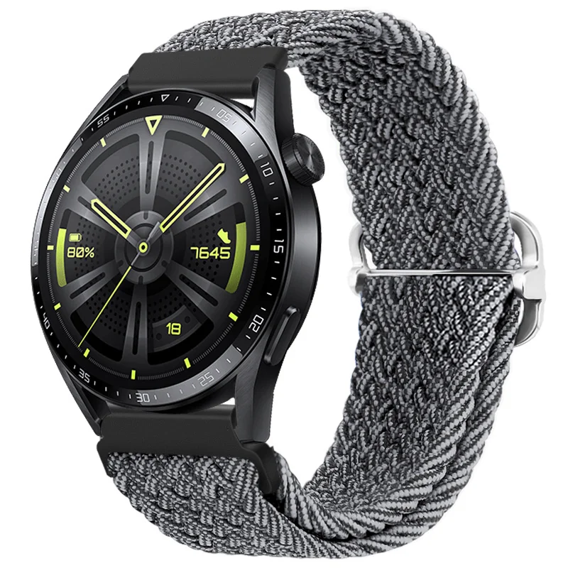BStrap Braid Nylon remienok na Huawei Watch GT/GT2 46mm gray black