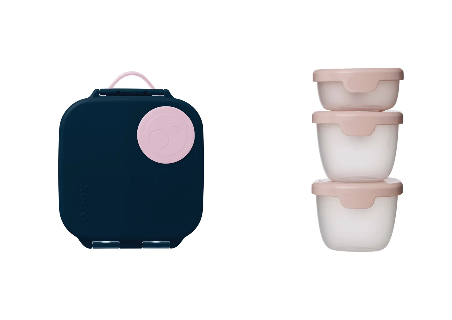 Desiatový box stredný a krabičky Snack tubs ružový