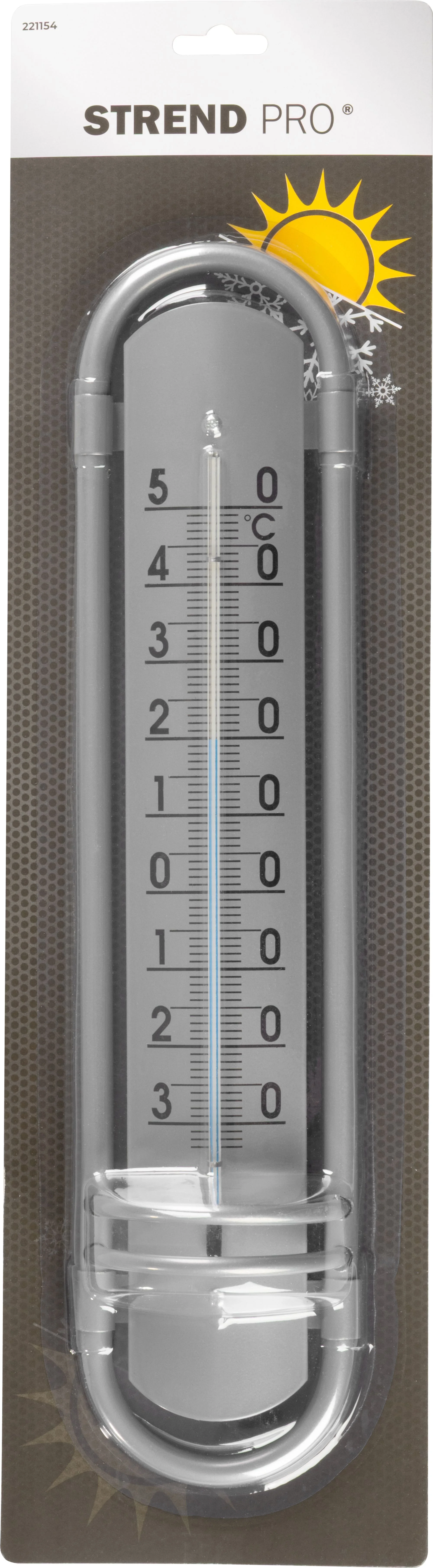 Strend Pro okenný teplomer TM-180 Borderer, 1 ks Vonkajší, 380x88x35 mm, vzhľad Alu, plast