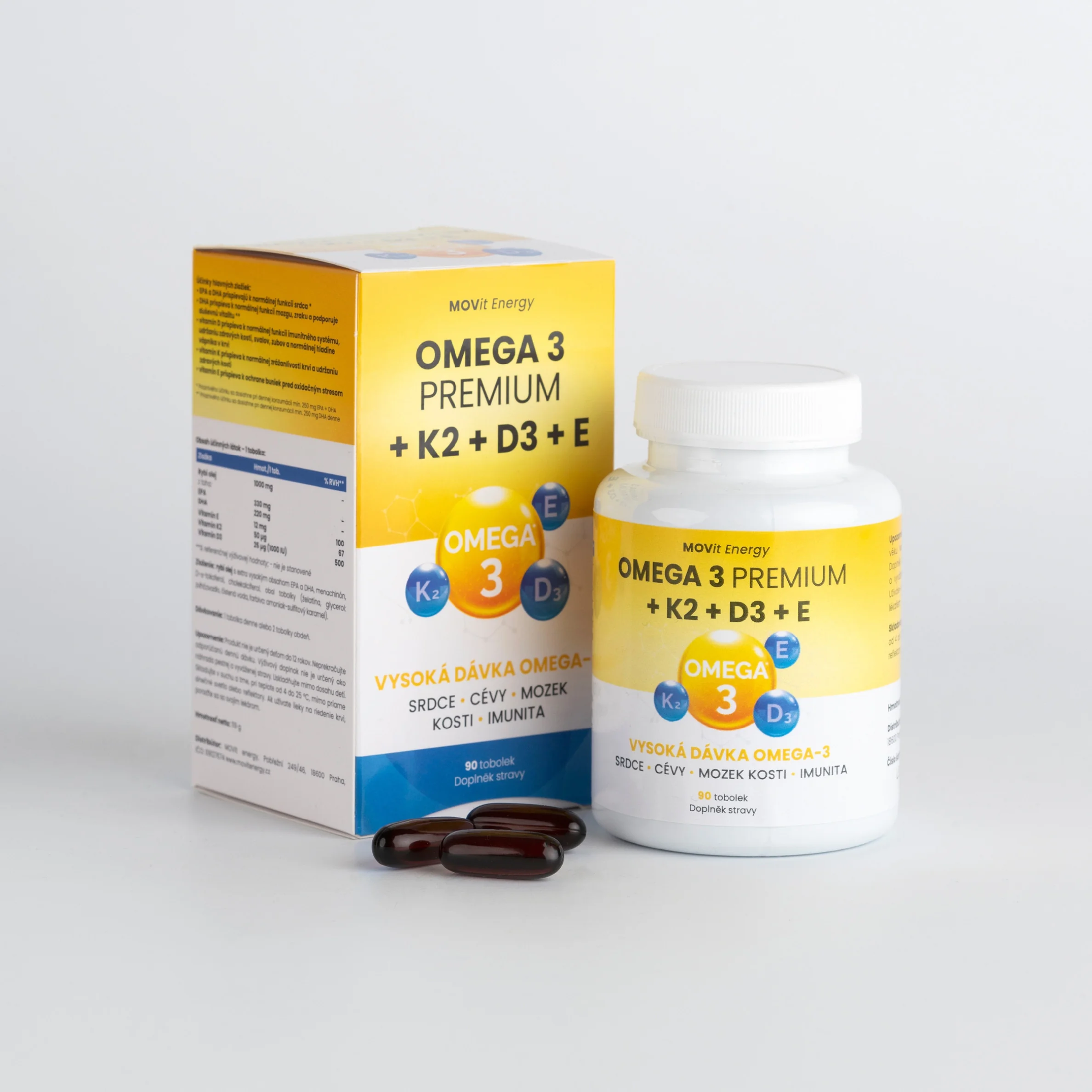 MOVit Omega 3 + K2 + D3 + E Premium, 90 toboliek