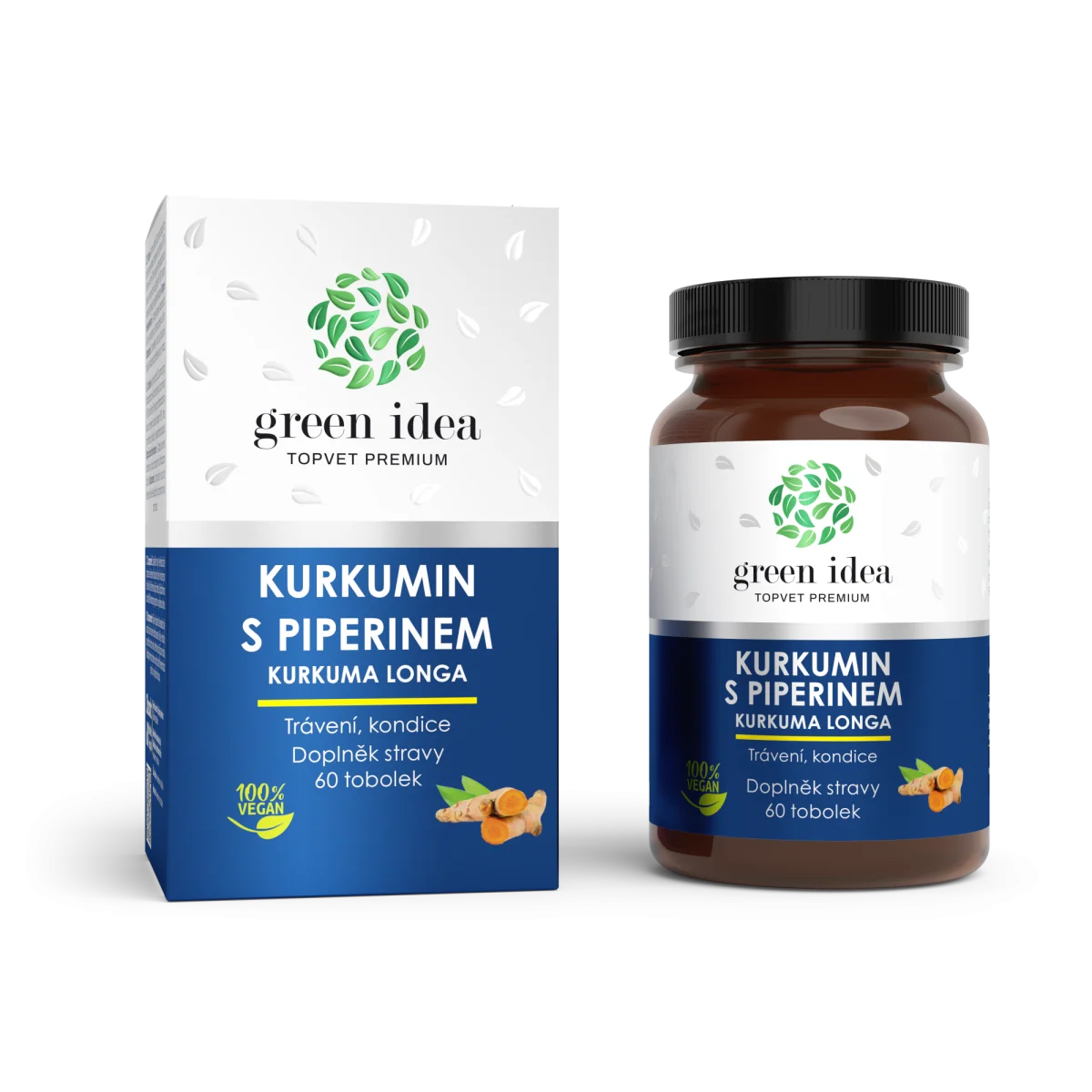 Kurkumin s piperínom - bylinný extrakt - 60 kapsúl - Green idea