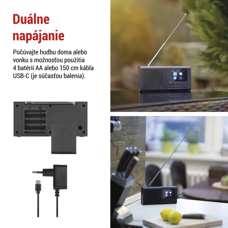 EMOS Prenosné rádio s Bluetooth, MP3, DAB / DAB+ / FM, čierne 1 ks