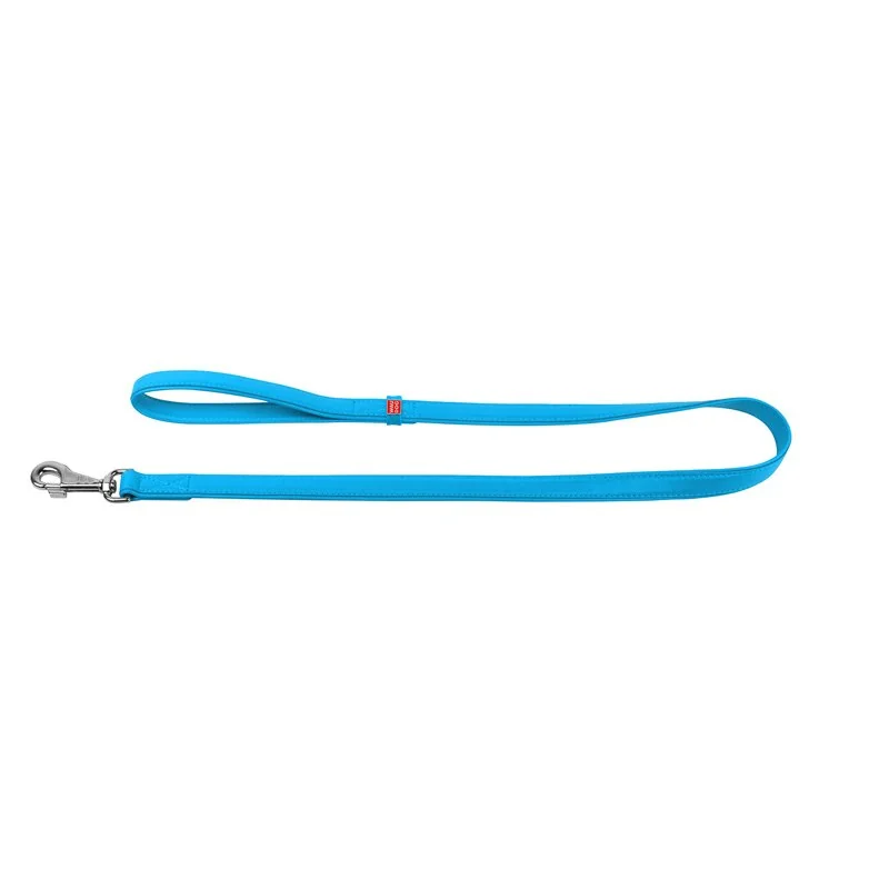 Ploché kožené vodítko modrej farby 122cm, šírka: 18 mm