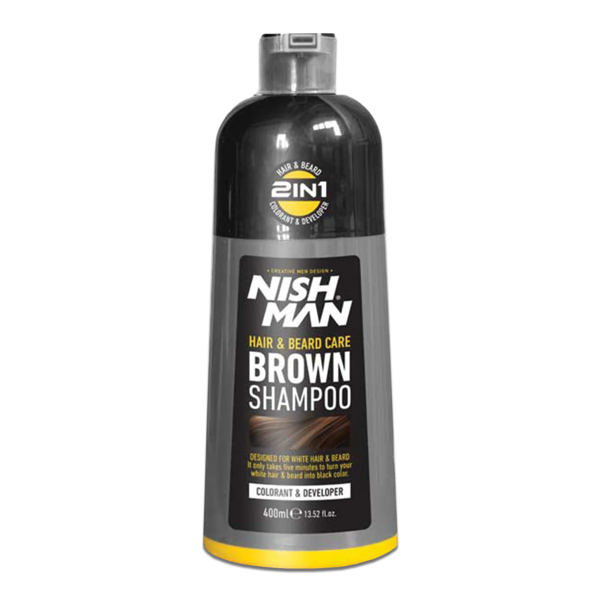 Hnedý šampón na vlasy a bradu 2v1 Nishman Hair & Beard Brown Shampoo 400ml