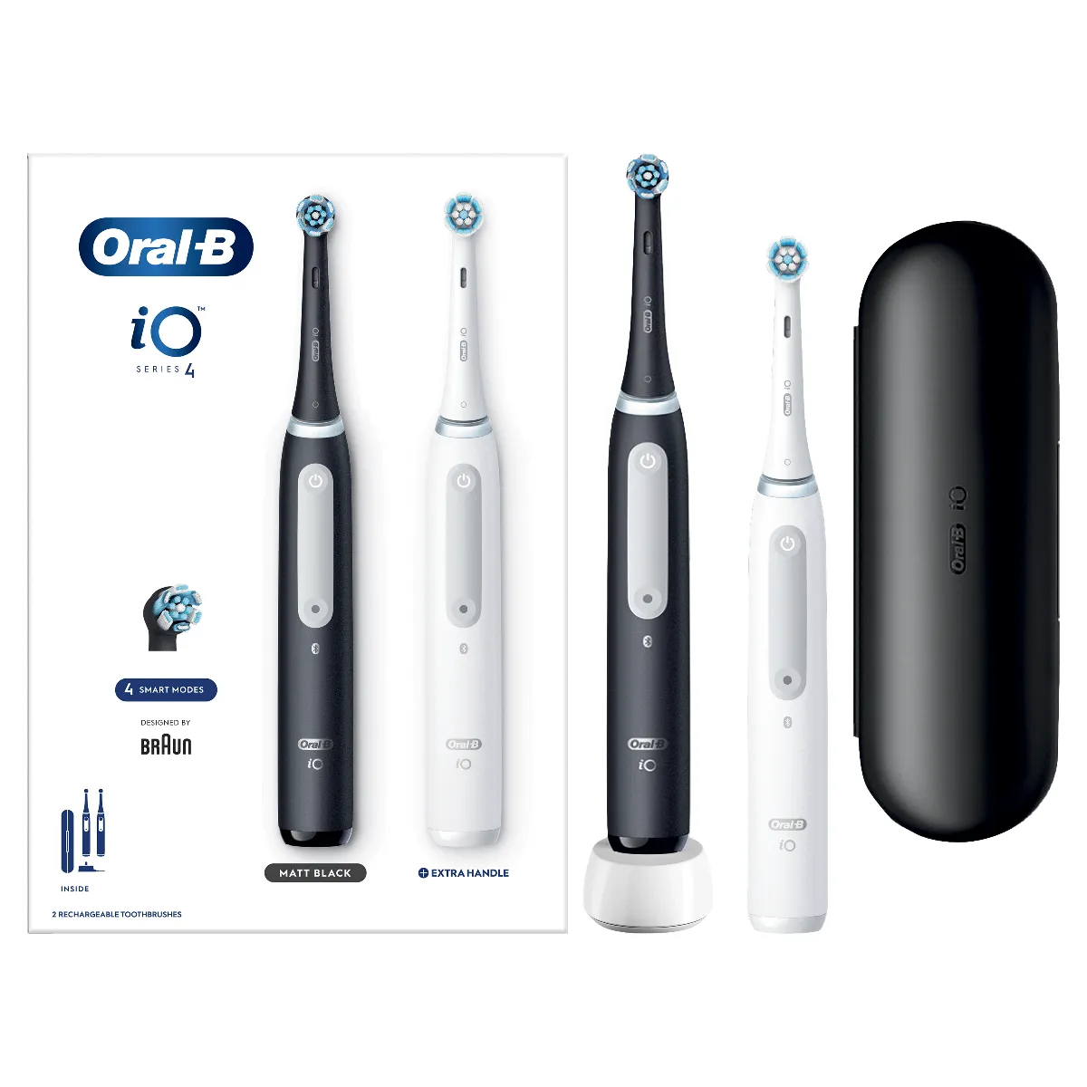 Oral B iO Series 4 Duo Black&White Elektrická zubná kefka 1×1 ks, elektrická zubná kefka