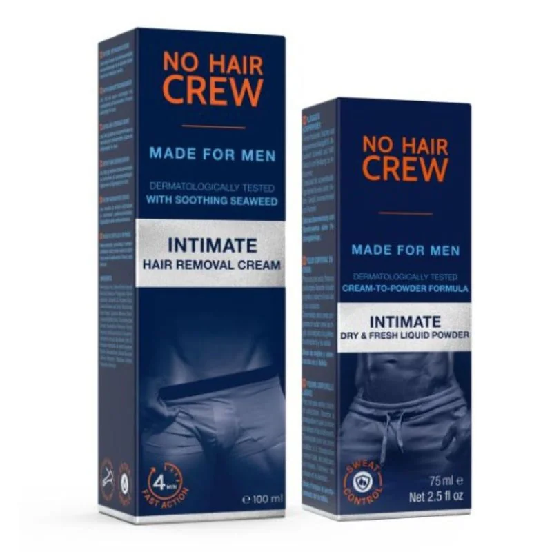 No Hair Crew DUOSET Intimate Depilačný krém a Intimate tekutý púder na telo a intímne partie.