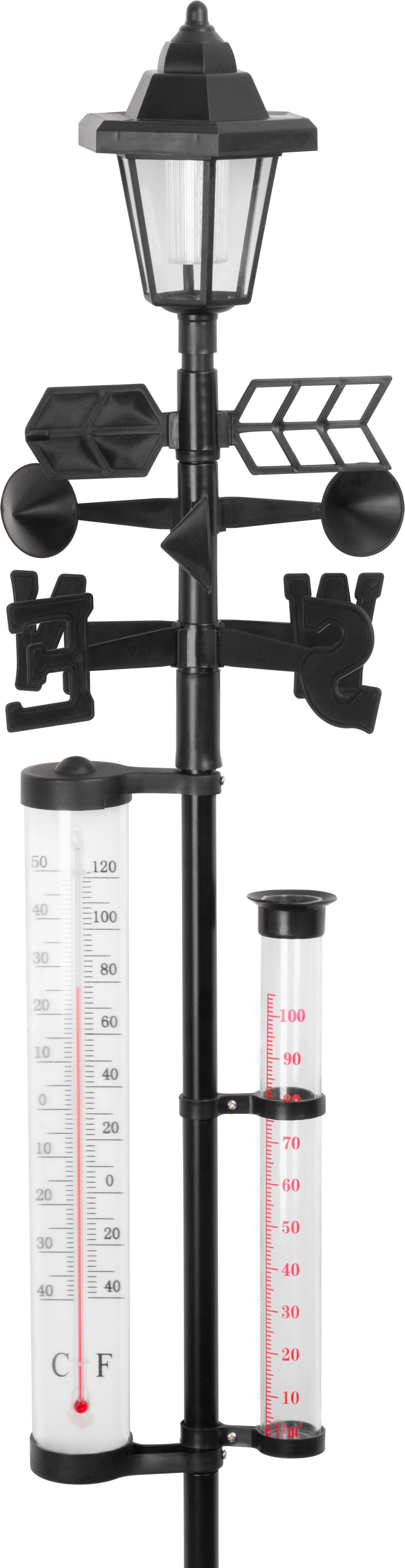 Strend Pro záhradná meteostanica SWS29, 1 ks 158 cm, zrážkomer, teplomer, solárna lampa, smer vetra