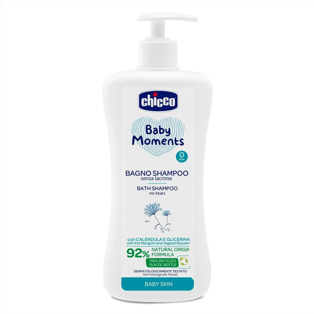 CHICCO Šampón na vlasy a telo s dávkovačom Baby Moments 92 % prírodných zložiek 750 ml 1×750 ml