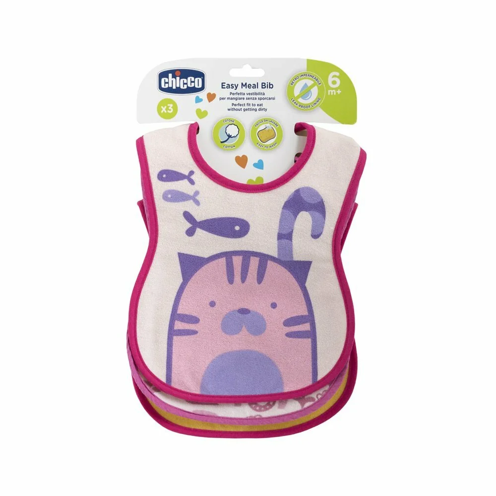 Chicco Podbradníky nepremokavé 3 ks, ružové, 6m+