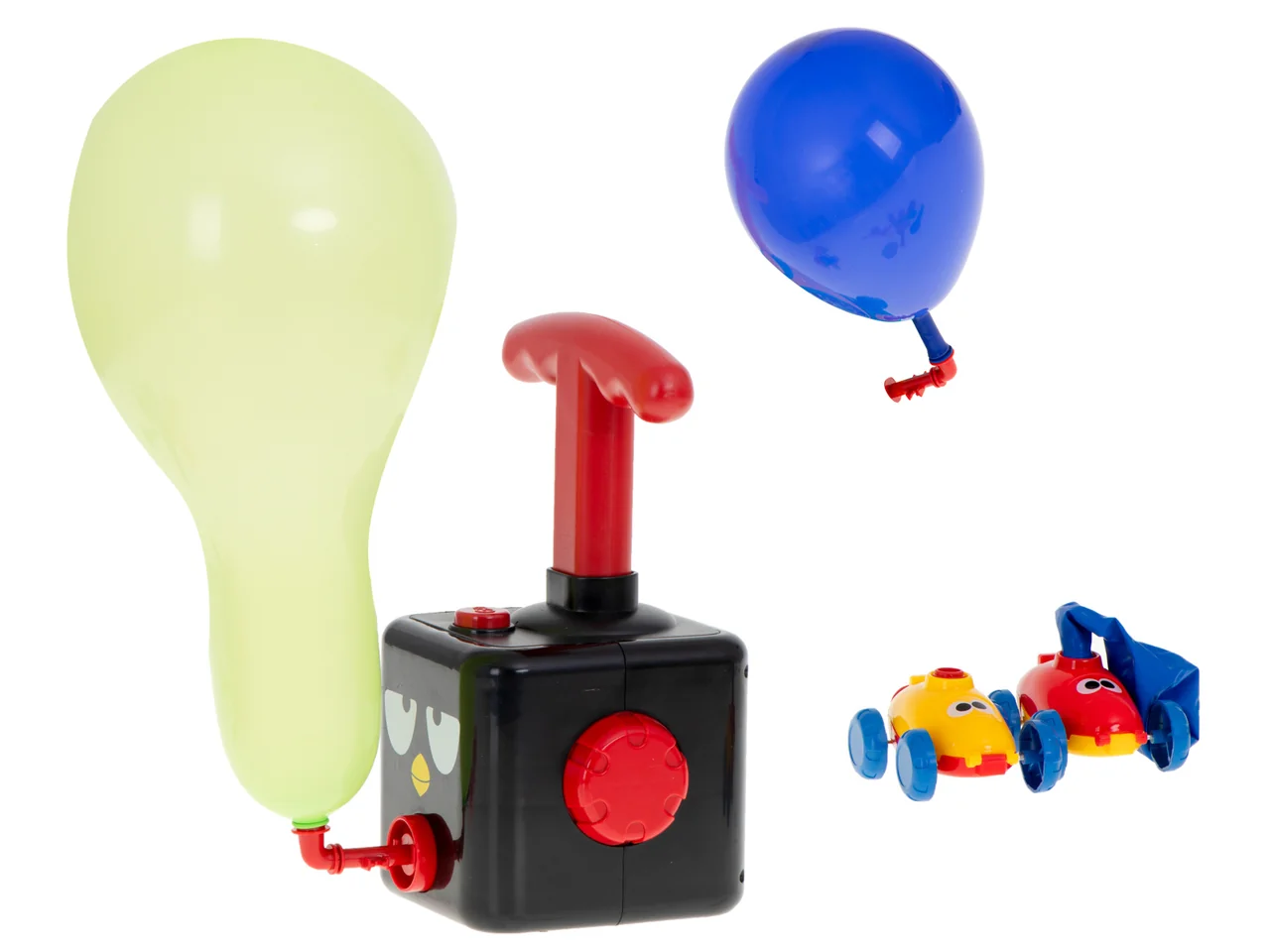 Aerodynamické autíčka s odpaľovačom + 10 balónov (kompaktný set)