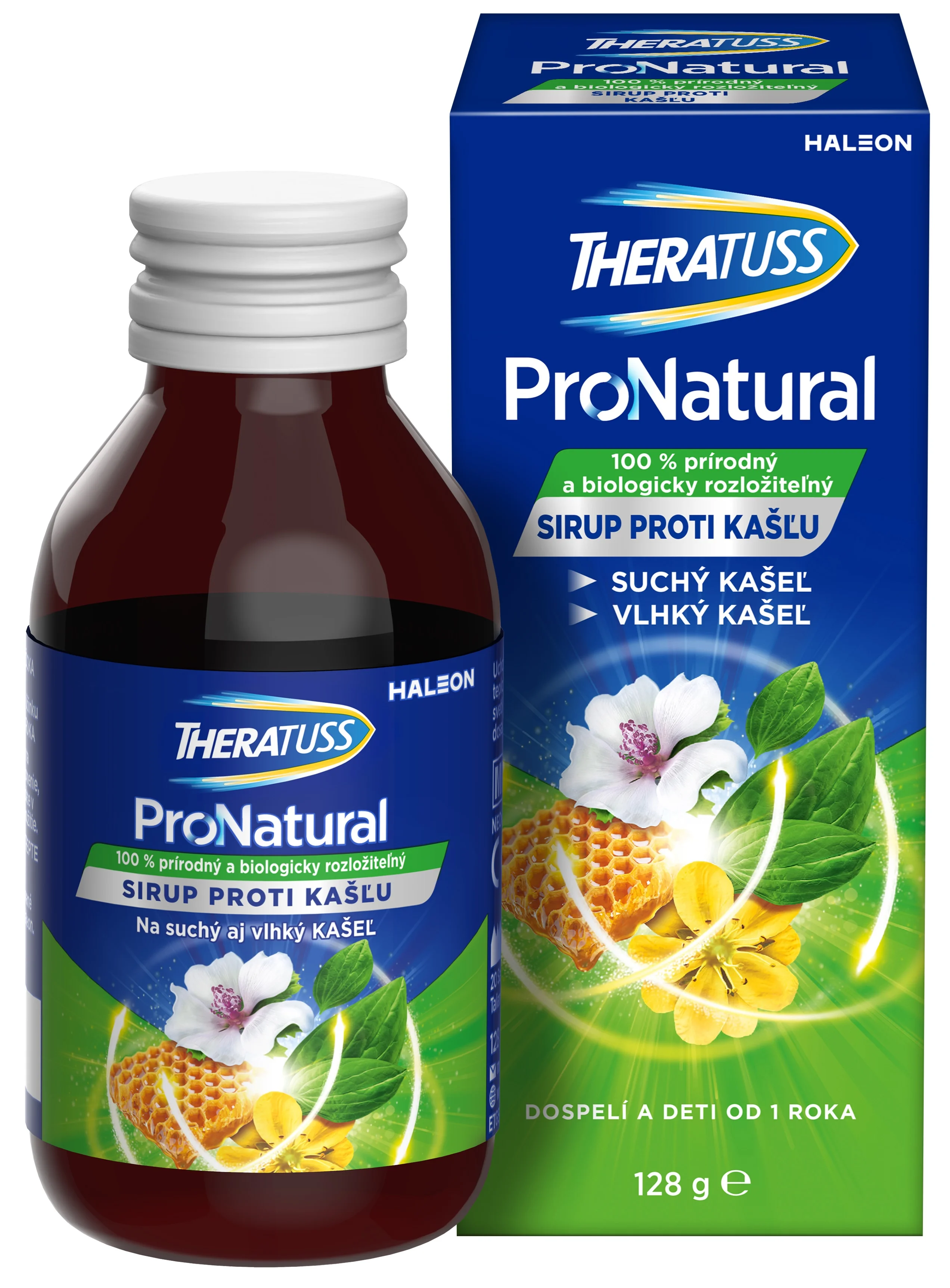 TheraTuss ProNatural sirup 1x128 g, prírodný sirup na suchý a vlhký kašeľ