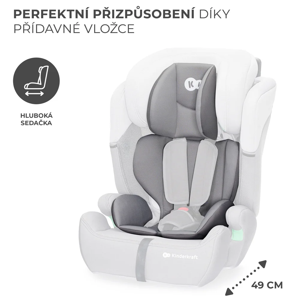 KINDERKRAFT Autosedačka Comfort up i-size grey (76-150 cm) 1×1 ks, autosedačka