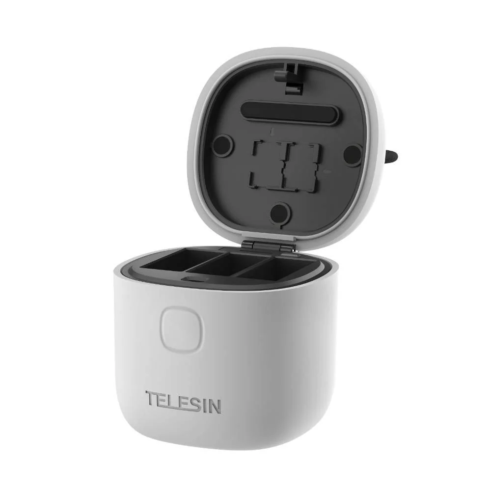 Telesin 3-slot Waterproof Box nabíjačka na GoPro Hero 9 / 10 / 11 / 12, sivá , sivá