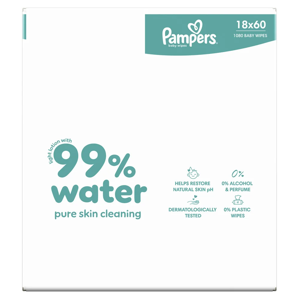 Pampers 99 % Water detské čistiace obrúsky 18 x 60 ks