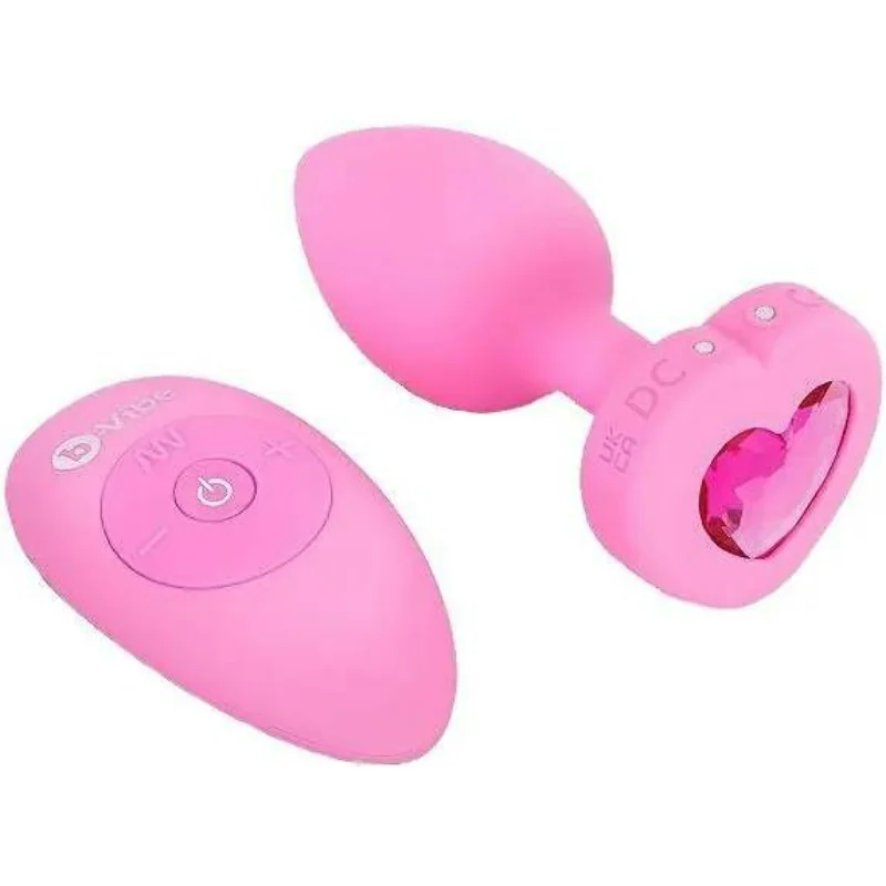 B-Vibe vibračný análny kolík Heart S/M s ovl. 9,8cm