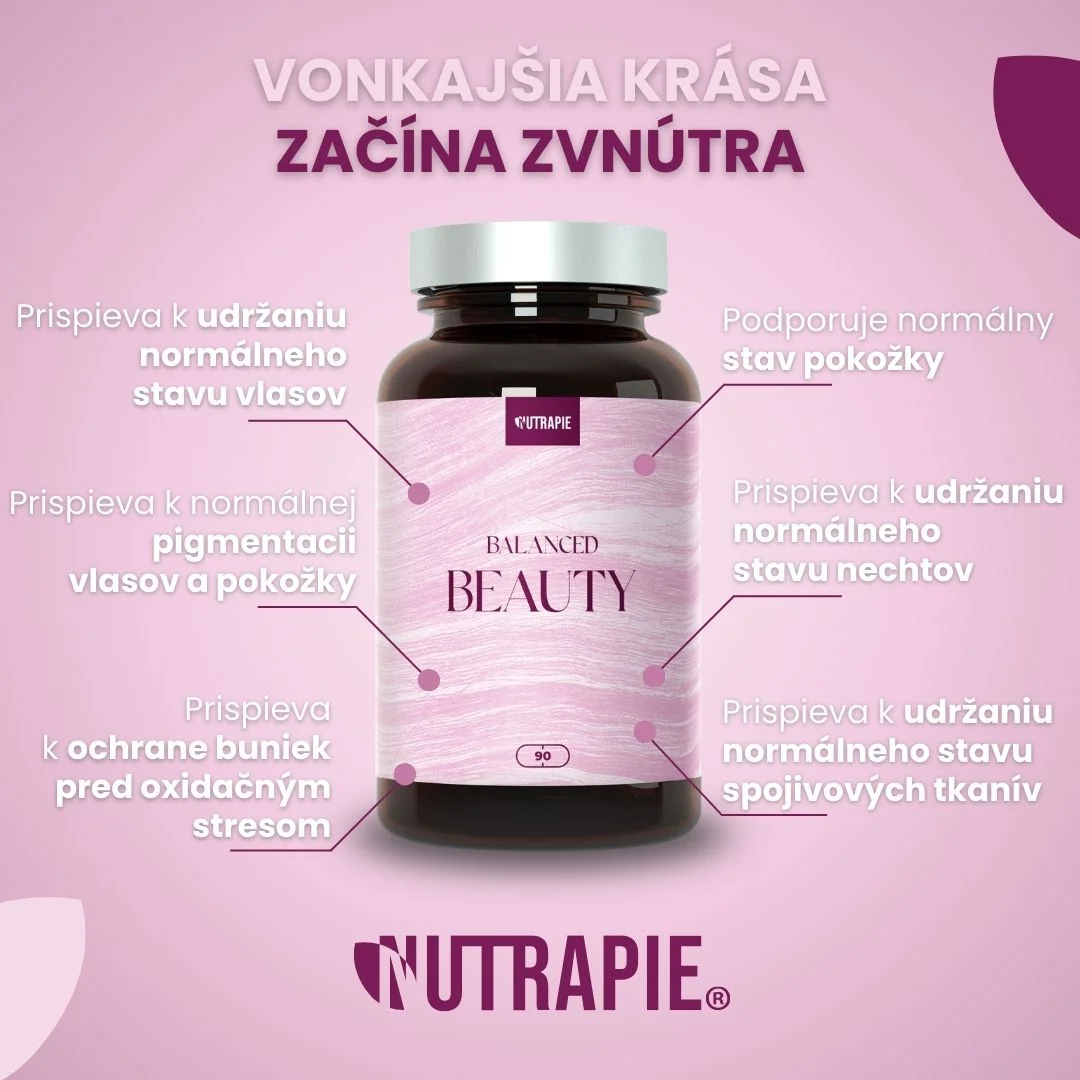 Nutrapie Balanced Beauty 1×90 kapsúl, výživový doplnok pre vlasy, nechty, pleť