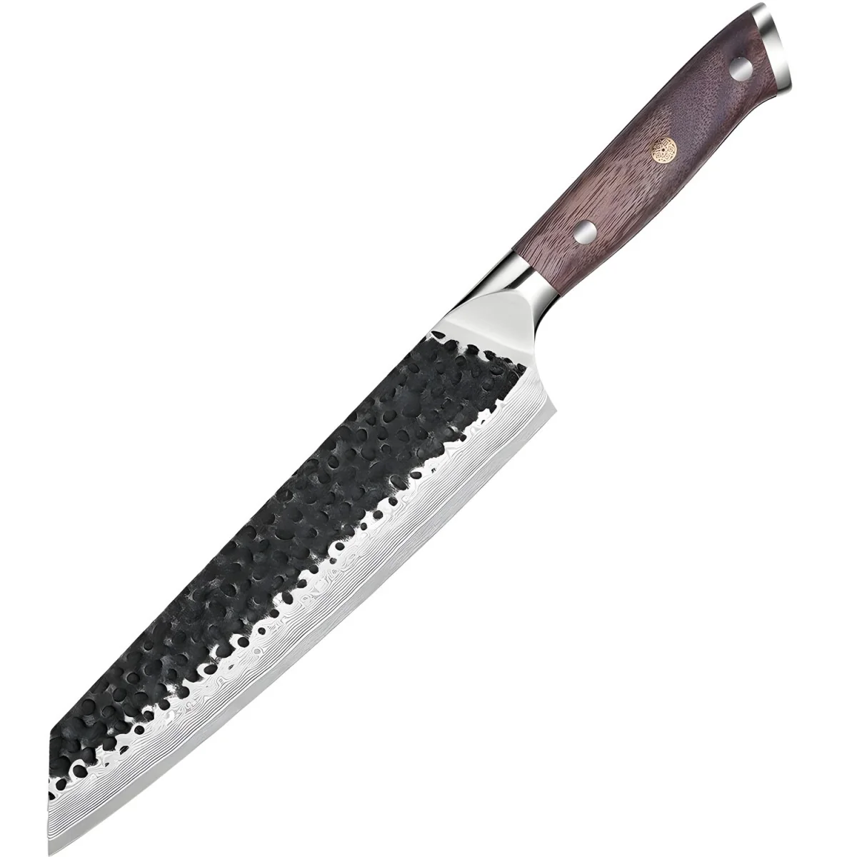Univerzálny kuchynský nôž Kiritsuke, damašková Orechová rukoväť
