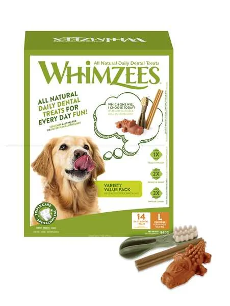 Whimzees Dental Mix Box L 14ks 1×14 ks, dentálna maškrta